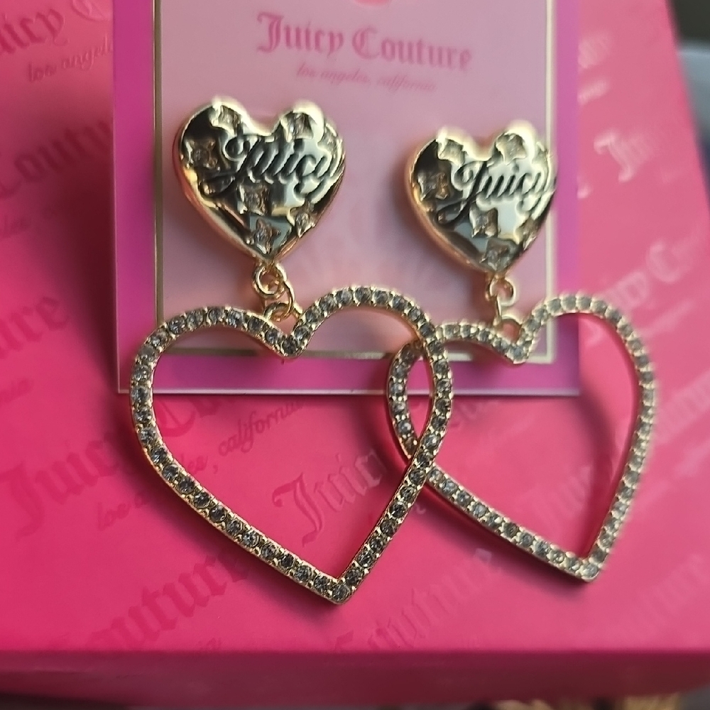 Juicy Couture Gold Heart Drop Earrings